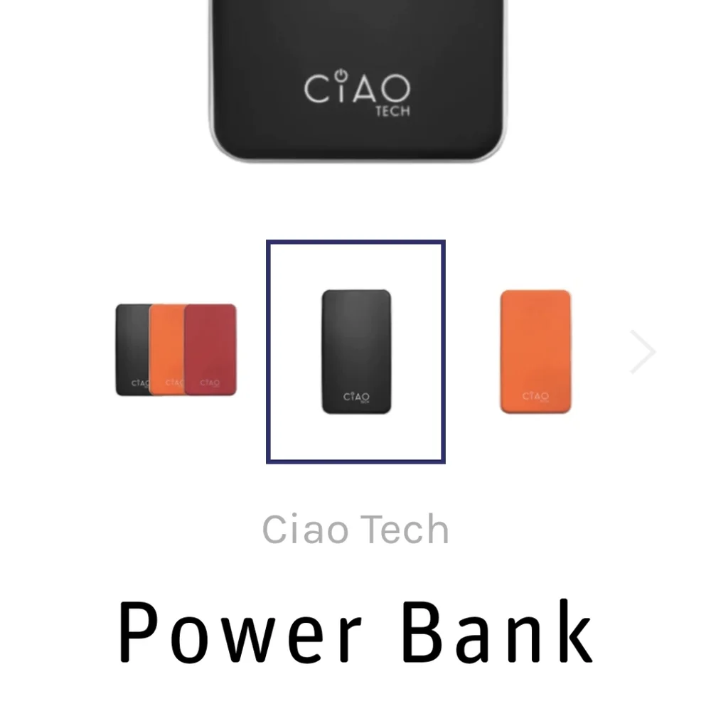 Ciao Tech Power Bank DUAL USB 10,000mAh Super Slim Compact Charger in Black BNWT